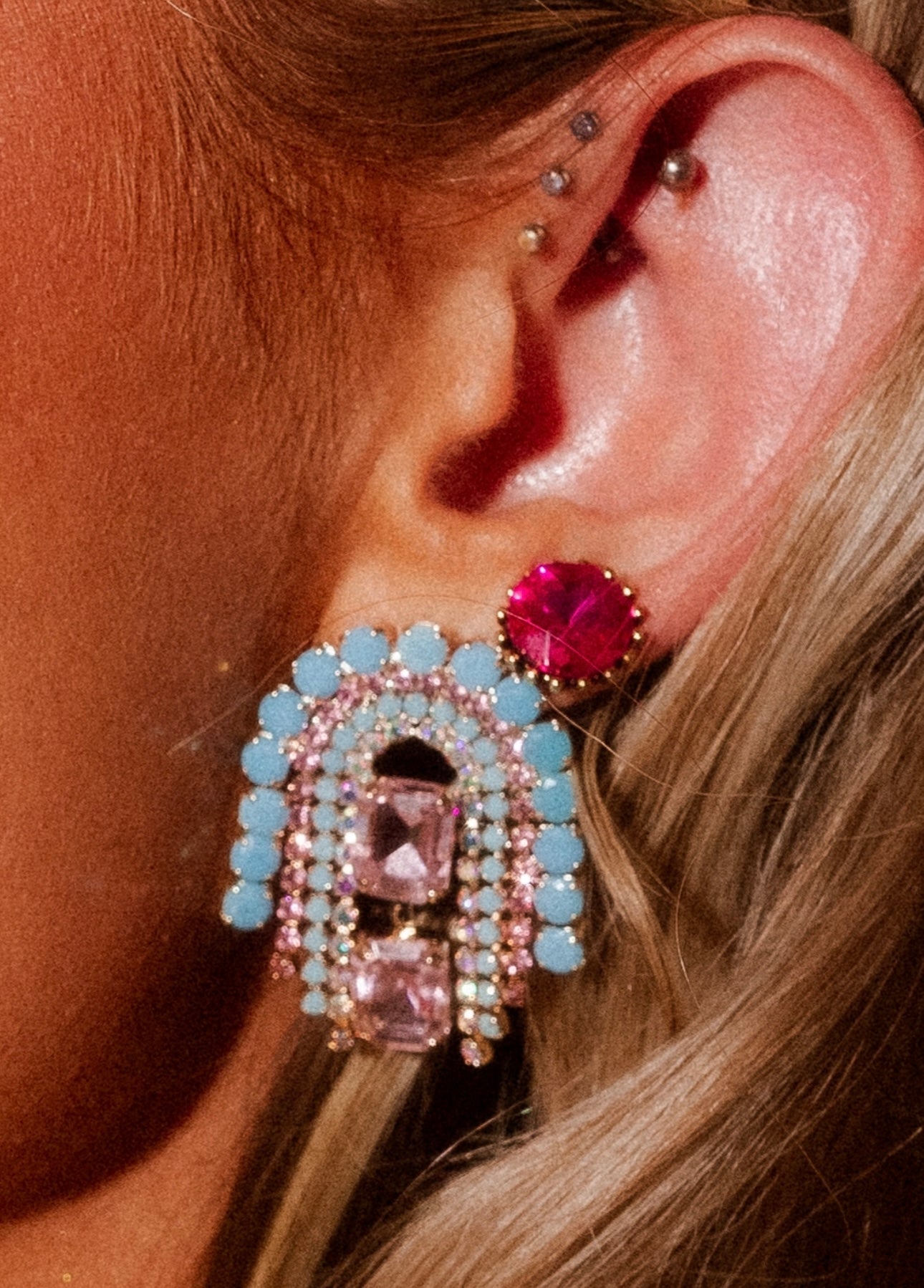 Hot Pink Sprinkle Stud Earrings