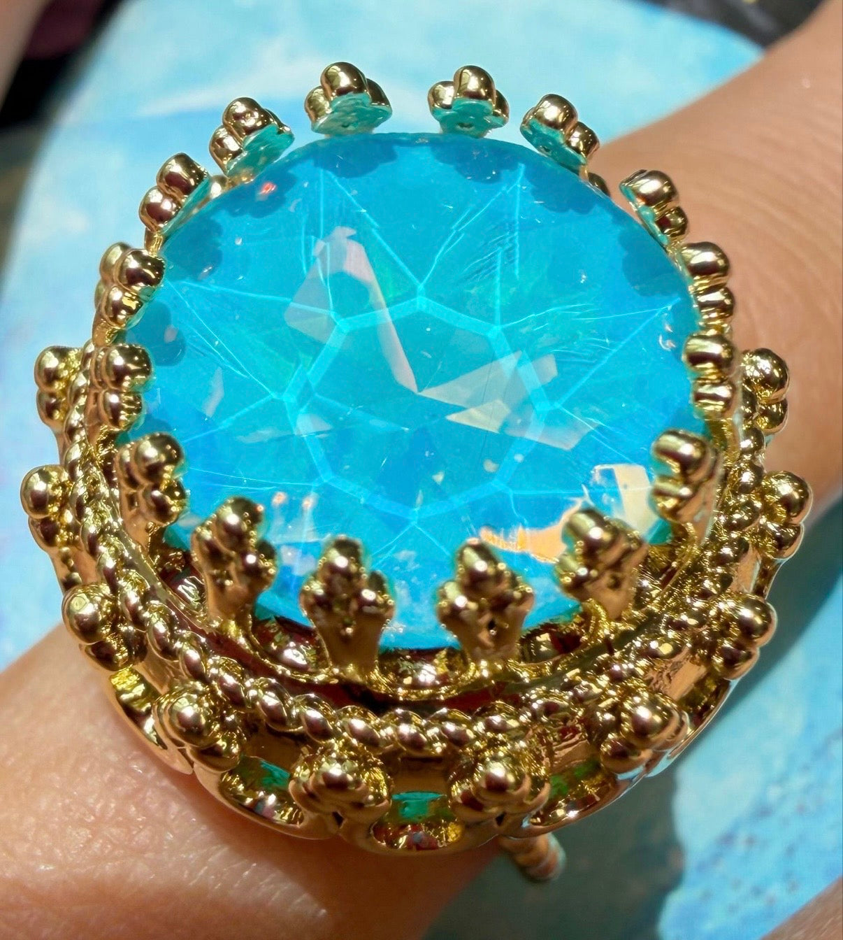 Blue Opal Queen Ring