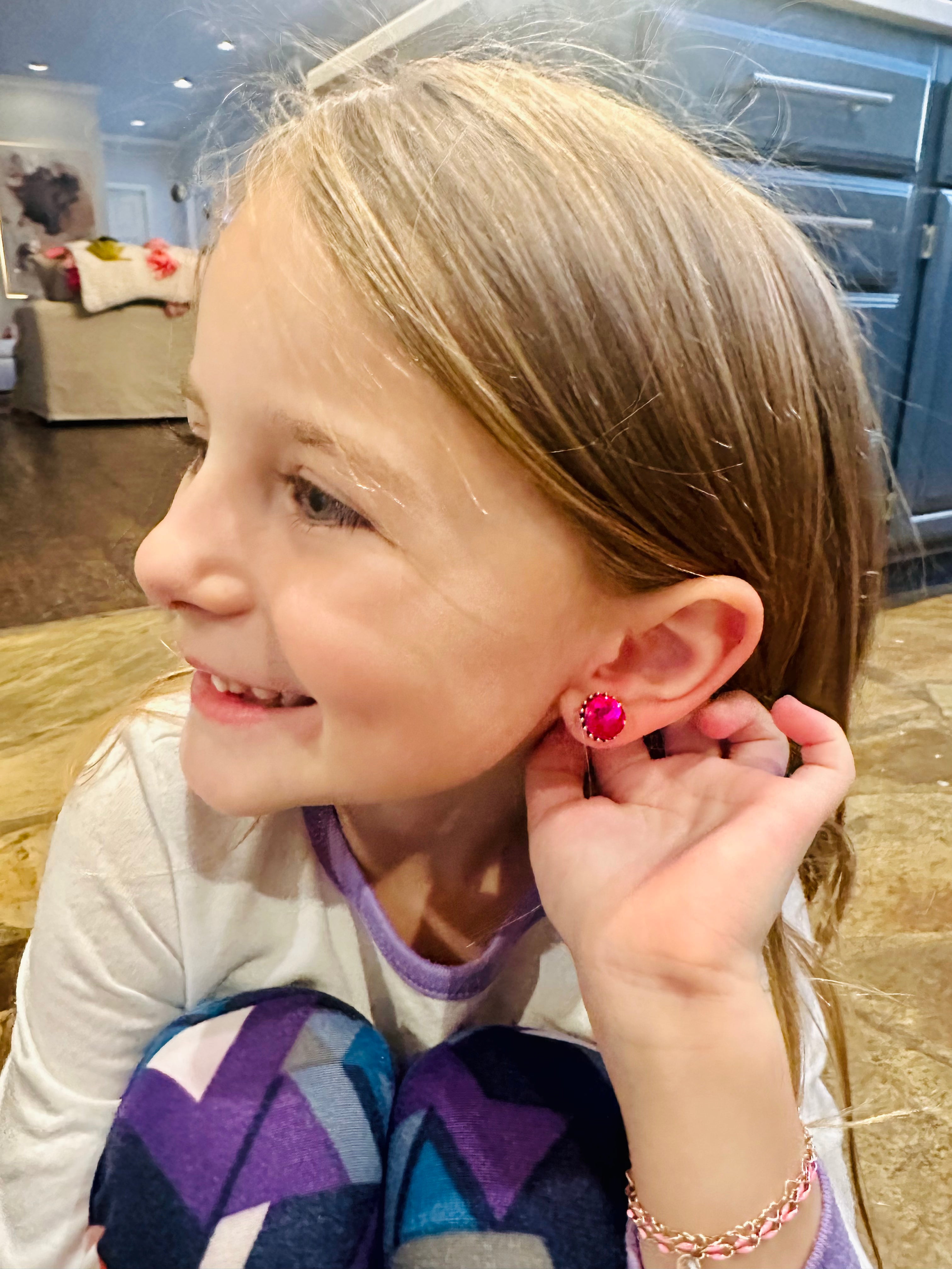 Hot Pink Sprinkle Stud Earrings