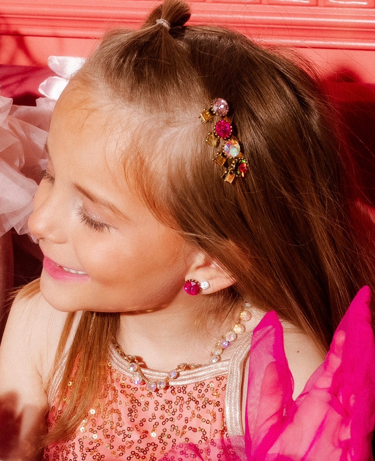 Hot Pink Sprinkle Stud Earrings