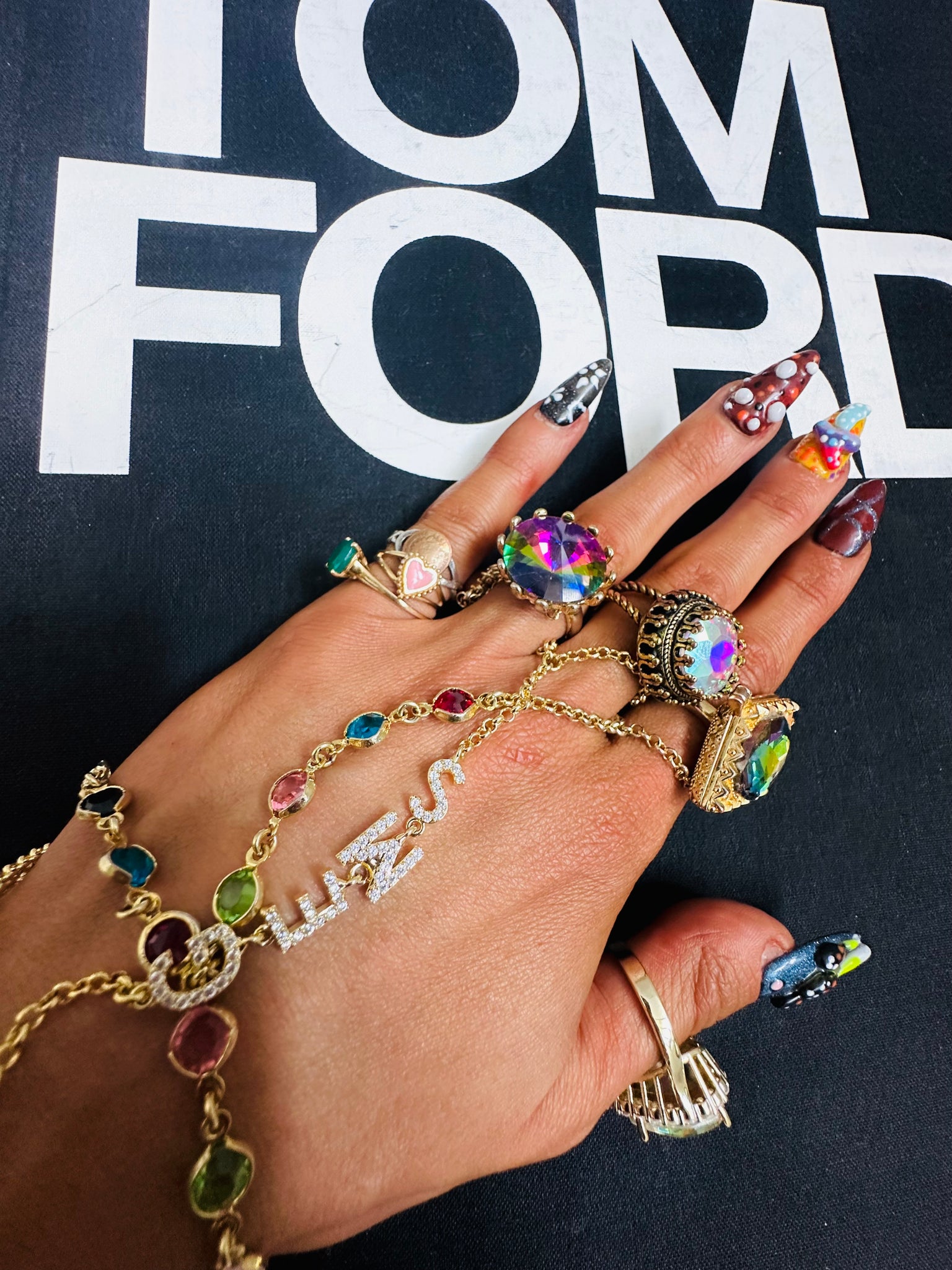 Dripping in Gems Hand Chain