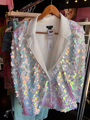 Sequin iridescent blazer