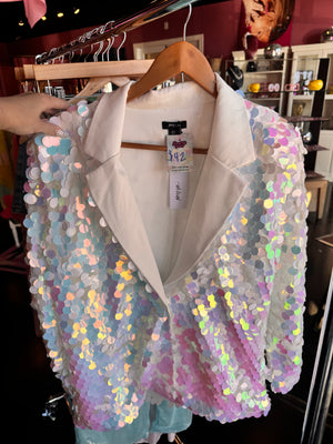 Sequin iridescent blazer