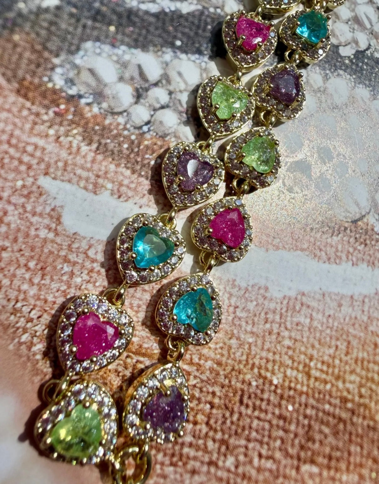 Pastel Candy Hearts Hand Chain