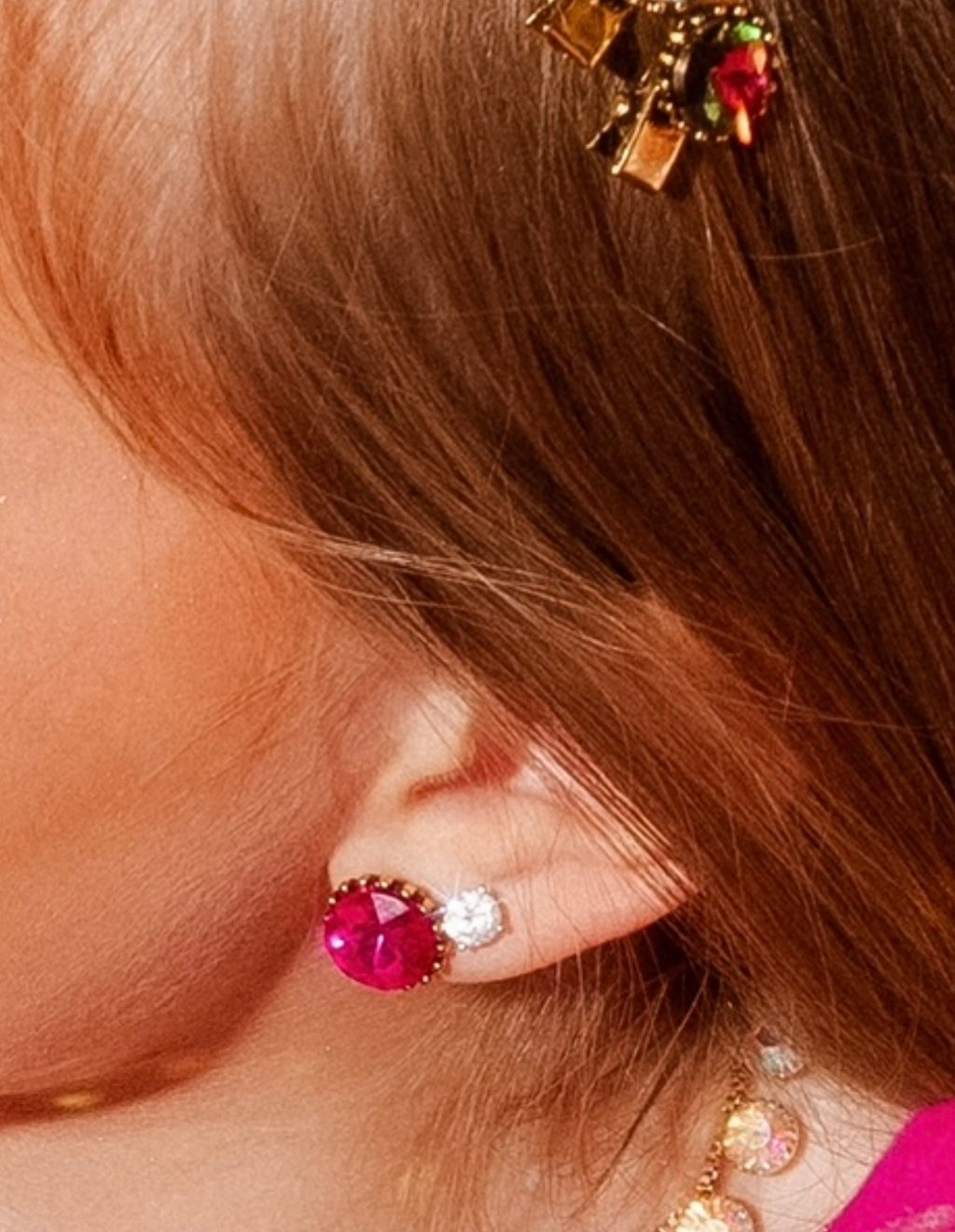 Hot Pink Sprinkle Stud Earrings