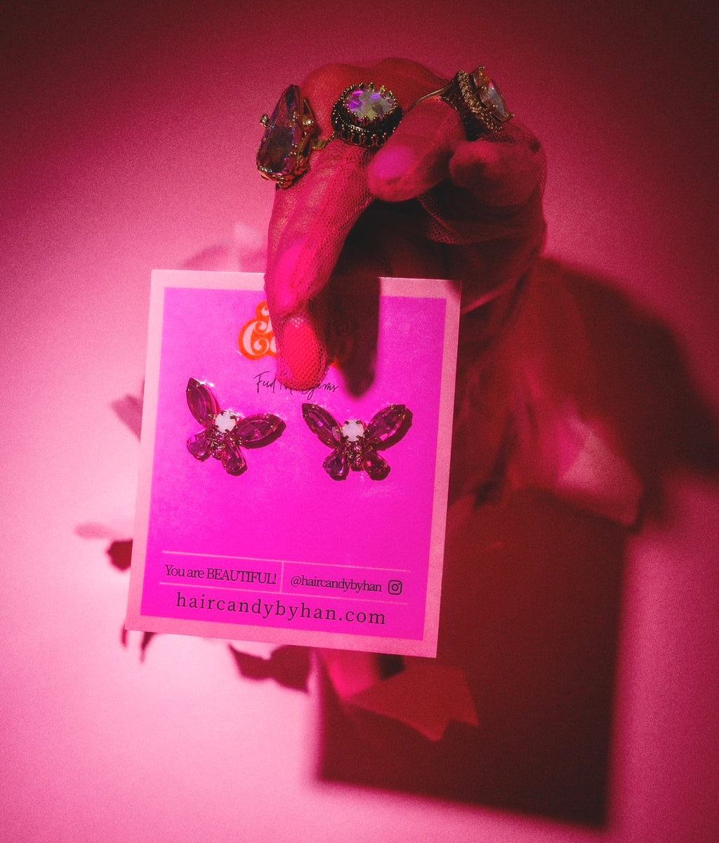Hot Pink Butterfly Studs