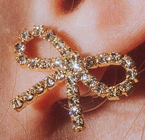 Gold Ribbon Bow Studs